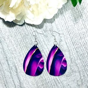 Purple Wooden Earrings